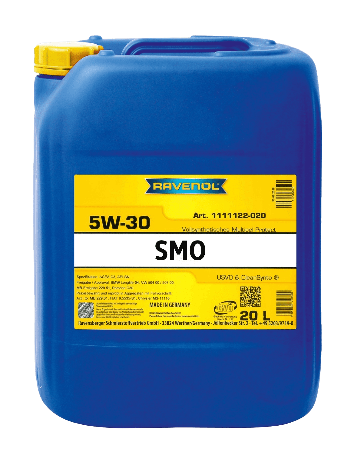 Моторное масло Ravenol SMO SAE 5W-30, 20л (RAVENOL: 1111151-B20-01-888)